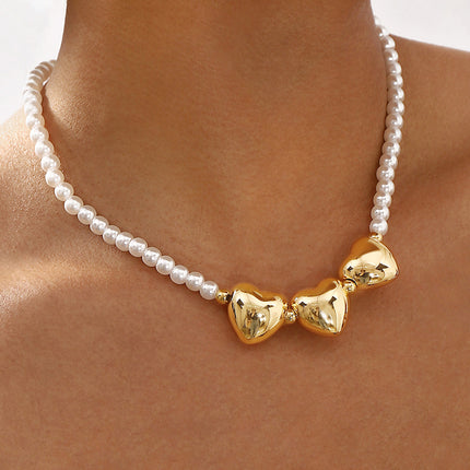 Pearl Beaded Necklace love Pendant - FASHION SHEGOODS LLC