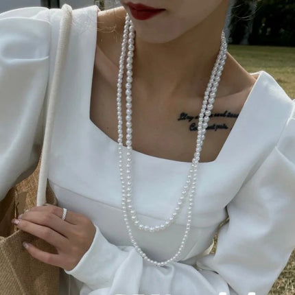 Multilayer Strand Simulated Faux Pearl Necklace - FASHION SHEGOODS LLC