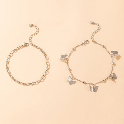 Double-layer Butterfly Pendant Anklet Jewelry
