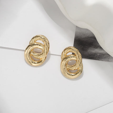 Double Twisted Circle Women Big Stud Earring