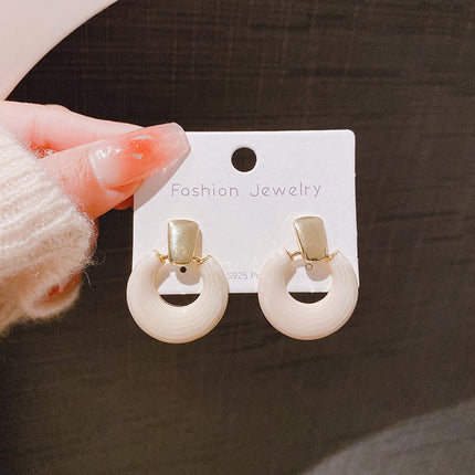 Geometric Enamel Circle Earrings for Women - FASHION SHEGOODS LLC