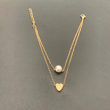 Double Layer Heart Charm Anklet Jewelry