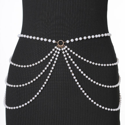 Multilayer Pearl Waist Chains