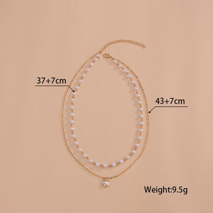 Chain Pearl Necklace for Women Baroque Metal