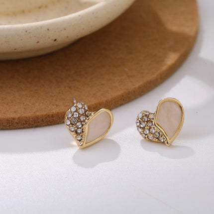 Heart Tiny Studs Rhinestone Earrings - FASHION SHEGOODS LLC