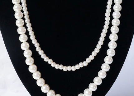 Double Layered Glass Pearl Statement Necklace Wedding