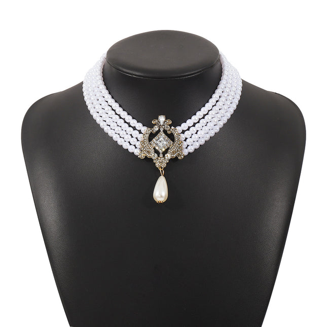 Imitation Pearl Chain Beaded Necklace Vintage Handmade - FASHION SHEGOODS LLC