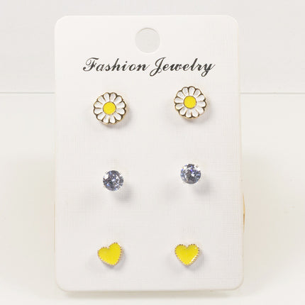 Daisy flower stud earrings set