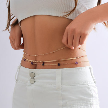 Sexy Simple Beach Style Color Stone Bead Waist Chain