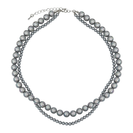Grey Glass Layer Pearl Beaded Necklaces - FASHION SHEGOODS LLC