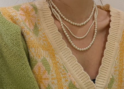 Multi-layer Artificial Pearl Beaded Necklace