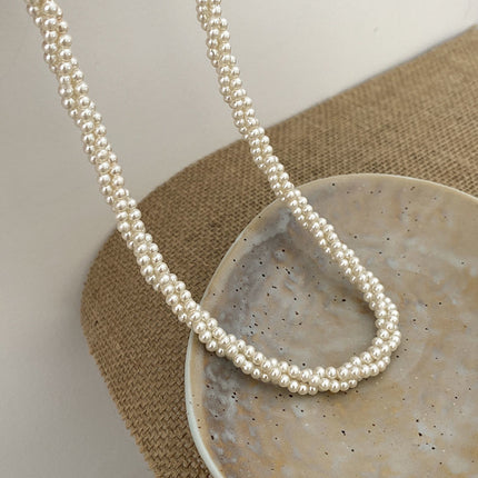 Multi layers women choker Pearl Necklace Round Twisted - FASHION SHEGOODS LLC