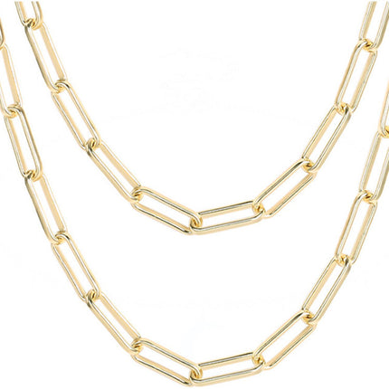 Paper Clip Link Chain Necklace - FASHION SHEGOODS LLC