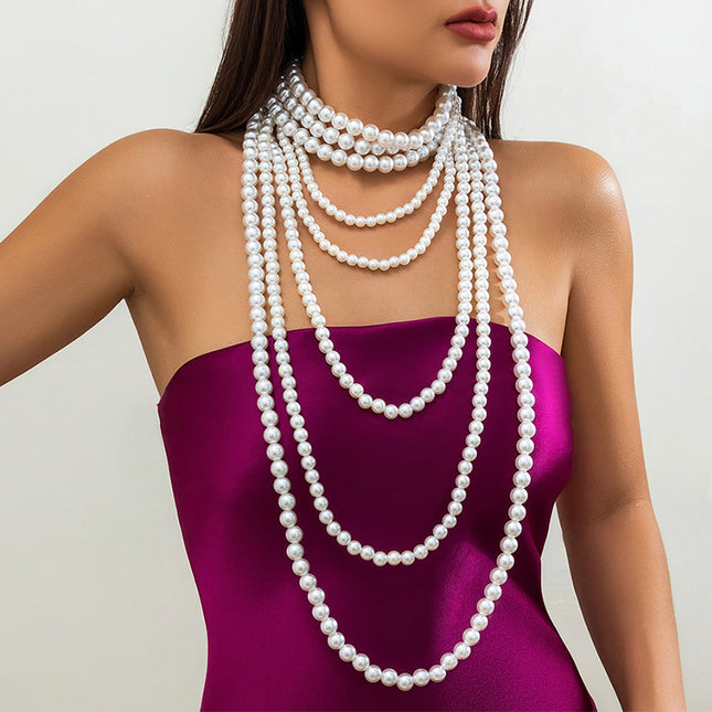 Imitation Pearl Multi-layered Women's Necklace Exaggerated - FASHION SHEGOODS LLC