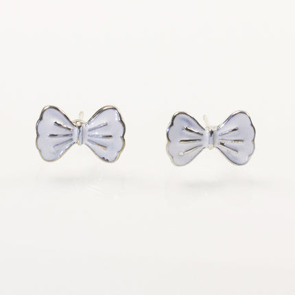 White Bow Stud Earrings