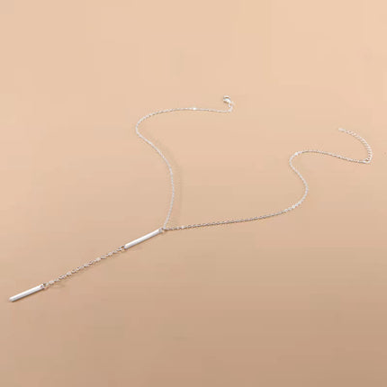 Square Bar Bead Tassel Pendant Necklace