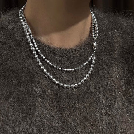 Layered Imitation Pearl Beaded Necklaces - FASHION SHEGOODS LLC