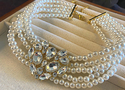 Exaggerated Crystal Colorful Large Heart Pearl Necklace