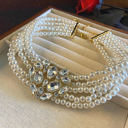 Exaggerated Crystal Colorful Large Heart Pearl Necklace