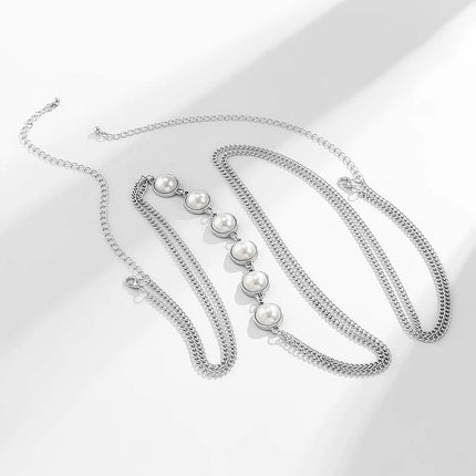 Sexy Body Chain Pearl Layered Bra Chain Women Fashion Bikini Jewelry