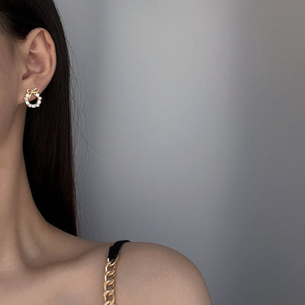 Pearl Bow Knot Stud Earrings for Women - FASHION SHEGOODS LLC