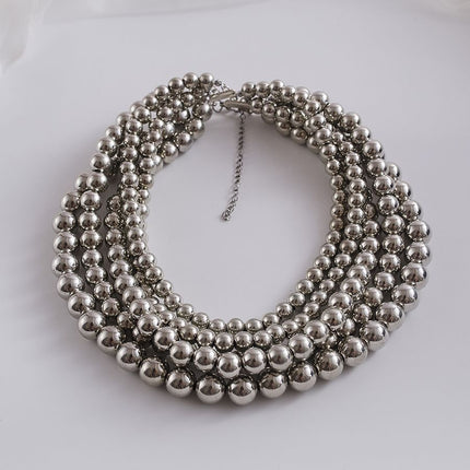 Metallic Bead Necklace Boho Layers Bead Necklace - FASHION SHEGOODS LLC