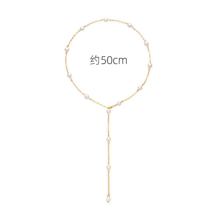 Pearl Chain Lariat Women Necklaces