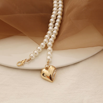 Heart Pendant Women Pearls Choker Necklace - FASHION SHEGOODS LLC