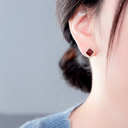 Geometric Square Pearl Stud Earrings - FASHION SHEGOODS LLC