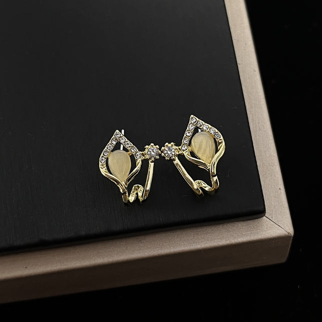 Geometric Opal Stud Earrings - FASHION SHEGOODS LLC