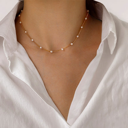 Pearl Beads Chain Choker Necklace - FASHION SHEGOODS LLC