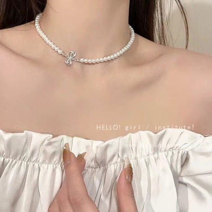 Imitation Pearl Butterfly Tassel Necklace - FASHION SHEGOODS LLC