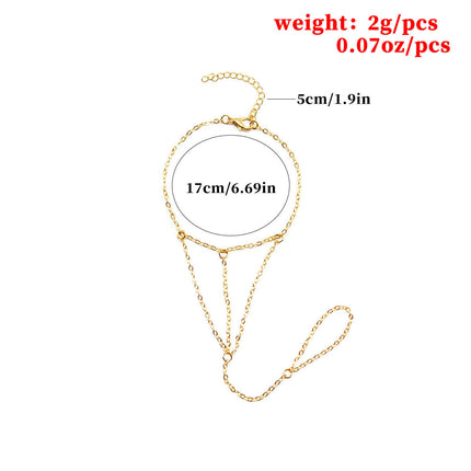Punk Finger Ring Chain Bracelet