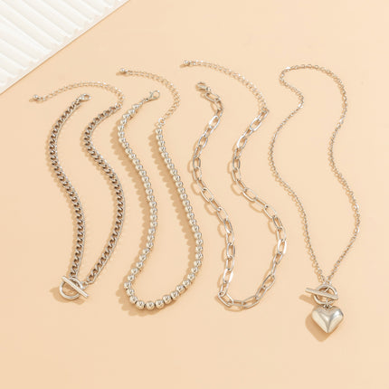 Layered Chunky Heart Chain Choker Necklace - FASHION SHEGOODS LLC