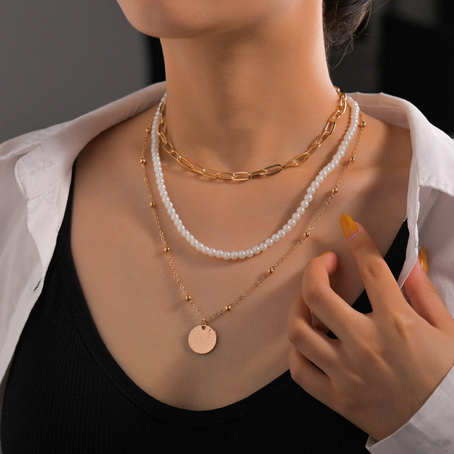 Multi Layer Love Pearl Chain Necklace