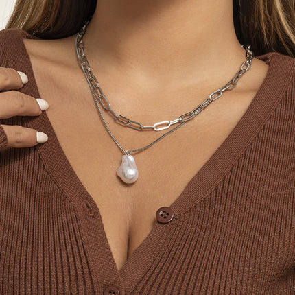 Double-Layer Pearl Chain Necklace