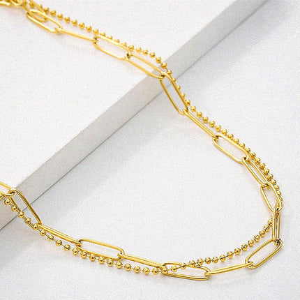 Layered Paper Clip Chain Necklaces for Women - FASHION SHEGOODS LLC