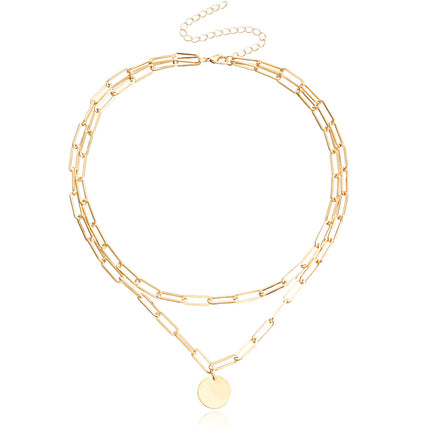 Coin Pendant Paper Clip Chain Necklace