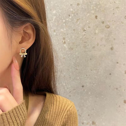White Flower Opal Stone Earrings