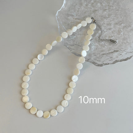 Natural Shell Disc Beading Choker Necklaces