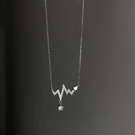 Sweet Crystal Love Heartbeat Choker Necklace