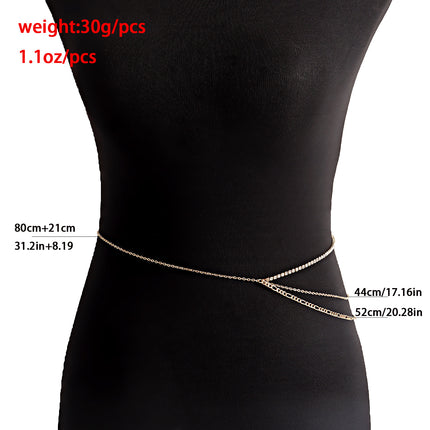 Punk Hip Hop Multi-layer Metal Rhinestone Waist Chain