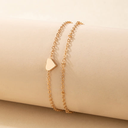 Bohemian Layered Heart Anklet Chain Summer Beach Anklets Jewelry