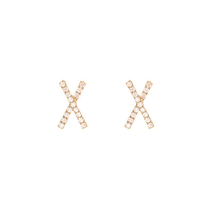 Rhinestone initial X Earring