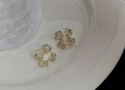 Rhinestone Floral Stud Earrings