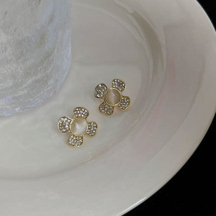 Rhinestone Floral Stud Earrings