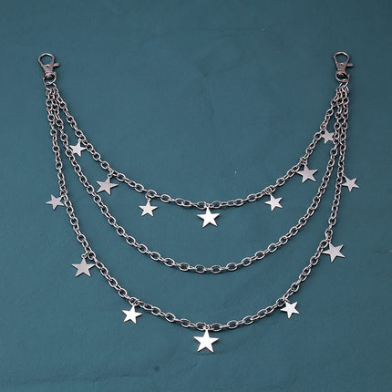 Women Sexy Cute Star Multi Layer Pentagram Pendant Chain Waist Chain