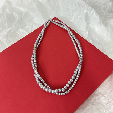 Gray Glass Pearl Necklace Vintage Twisted Pearl Choker - FASHION SHEGOODS LLC