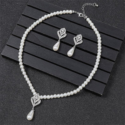 Rhinestones Crystals Pearls Bridal Jewelry Set