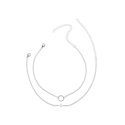 Modern Choker Necklace Two Layers Ring Chain - FASHION SHEGOODS LLC